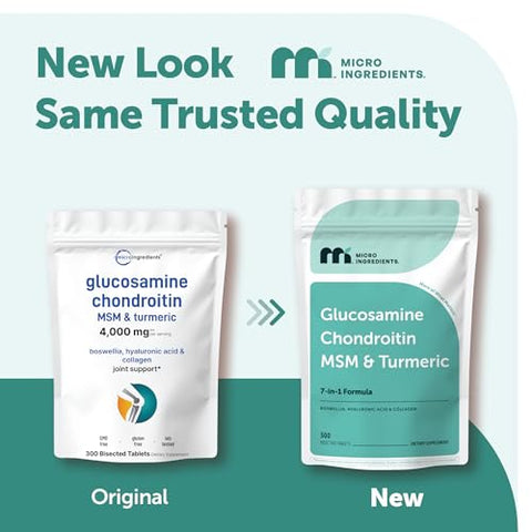 Micro Ingredients Glucosamine Chondroitin Msm And Turmeric Supplement 300 Bisected Tablets 1500 Mg Glucosamine Per Serving 7-In-1 With Boswellia Hyaluronic Acid & Collagen Complex