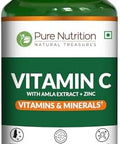 Pure Nutrition Vitamin C With Amla Extract and Zinc Supplement 1027Mg 120 Veg Tabs Immune Support Supports Skin and Bone Health