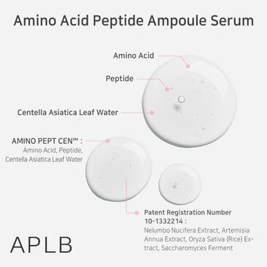 APLB Amino Acid Peptide Ampoule Serum AMINO PEPT CEN 43.3% 1.35 FL.OZ/Korean Skincare Moisturize Wrinkle Care Elasticity care Revitalize for gentle and improve skin texture