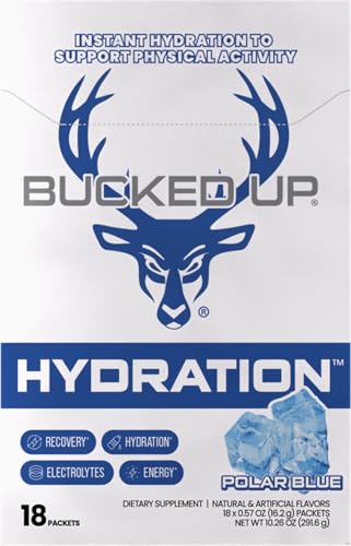 Bucked Up Hydration - Polar Blue Electrolyte And Hydration Powder Drink Mix 18 Packs (18 Servings)