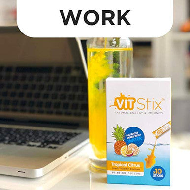 Vit Stix Immunity Boosting Vitamin Drink Vitamins C D Zinc B5 B6 B12 Tropical Citrus 10 Drinks