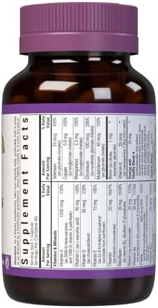 Bluebonnet Nutrition Maxi One (With Iron) Whole Food Multiple Enzymes Energy Vitality Gluten & Dairy & Soy Kosher Vegetarian Friendly Nongmo 2 Month Supply Beige 60 Count