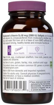 Bluebonnet Vitamin D3 2000 Iu Vegetable Capsules 100 Count (Pack Of 1)
