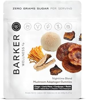 Barker Wellness Co Daytime & Nighttime Mushroom Gummies Bundle Sugar Vegan With Reishi Lion'S Mane Cordyceps Focus Energy Relaxation & Sleep Support 120 Count