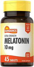Sundance Melatonin 10Mg Tablets 45 Count Extra Strength Vegetarian Nongmo And Gluten Supplement