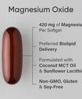 Sports Research Magnesium Oxide 420Mg With Coconut Mct Oil - Magnesium Supplement For Muscle Nerve And Bone Support - Gluten-Free Non-Gmo 90 Softgels