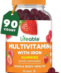 Lifeable Multivitamin With Iron For Adult 13 Essential Vitamins And Minerals For Men And Women Great Tasting Naturally Sourced Berry Flavor Vegetarian Nongmo 90 Gummies