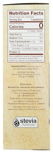 Purevia, Sweetener Stevia Zero Calorie, 80 Count
