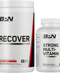 BARE PERFORMANCE NUTRITION BPN Strong MultiVitamin 30 Day Supply + Recover PostWorkout Muscle Recovery Drink Mix Fruit Punch 25 Servings Foundational Health + PostWorkout Recovery Bundle