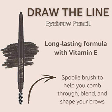 Flower Beauty Draw The Line Eyebrow Pencil Long Lasting Smudge Resistant Natural Result Makeup w/ Vitamin E Dark Brunette