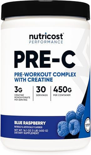 Nutricost Prec Preworkout Complex With Creatine (Blue Rasberry 30 Servings) Powder Boost Fintess Routines 450G