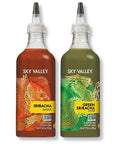 Sky Valley Sriracha Sauce Bundle (Green and Red Sriracha Sauce) - Hot Sauce, Lime, Red Jalapeno Peppers, Vegan, Gluten Free, Non-GMO, Low Sugar, 5 Calories per Serving - Variety, 18.5 Oz, (Pack of 2)