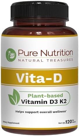 Pure Nutrition Vitamin D3 K2 + Ultra Calcium PlantBased D3 From Lichen 120 Tablets Each