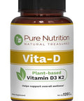 Pure Nutrition Vitamin D3 K2 Cal-D Plant-Based Calcium Vegan D3 From Lichen Bundle Pack