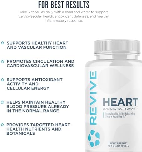 Revive Md Health Supplements 90 Veggie Capsules - Coq10 Supplement Supports Heart Muscle Function - Coenzyme Q10 200Mg Promotes Healthy Flow - Vegan-Friendly & Gluten-