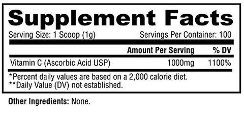 Metabolic Nutrition Vitamin C 1000Mg Pure Pharma Grade High Absorption Ascorbic Acid (100 G)