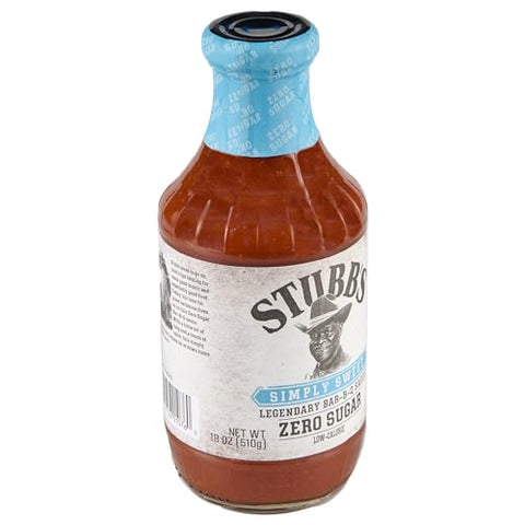 Stubb's Simply Sweet Reduced Sugar BBQ Sauce, 18 oz (Pack of 4)