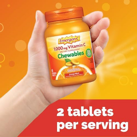 EmergenC Chewable Vitamin C 1000Mg With B Vitamins And Antioxidants Tablet (40 Count Orange Blast Flavor) Dietary Supplement
