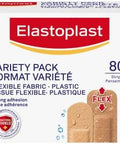 Elastoplast Fabric And Plastic Adhesive Bandages Variety Pack (80 Strips), Flexible & Water-Resistant Bandage With All-Around Adhesion, Ideal For First Aid Kit {Imported From Canada}