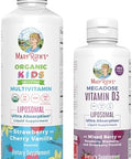 Maryruth Organics Kids Multivitamin Liposomal (Strawberry Cherry and Vanilla) and Vitamin D3 Liposomal (Mixed Berry) Clean Label Project Verifieda' Vitamins For Immunity and Overall Wellness Vegan NonGmo