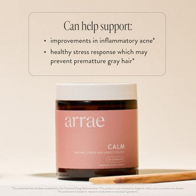 Arrae Calm Cortisol Manager 60 Stress and Panic Relief Capsules Mood Support Supplement w L Theanine Inositol Passionflower and Magnesium to Help You Feel Zen