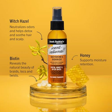 Aunt Jackie'S Braid + Twist Collection Scratch Zone & Scent-Sational With Witch Hazel Biotin And Honey 4 Fl Oz (2 Products)