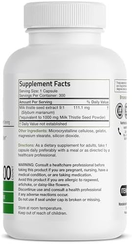 Bronson Milk Thistle 1000 Mg Silybum Marianum Antioxidant & Liver Health Support - Non-Gmo 300 Capsules
