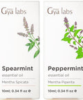 Gya Labs Spearmint Essential Oil For Diffuser & Peppermint Oil For Diffuser Set - Aromatherapy Grade Essential Oils Set - 2X0.34 Fl Oz - Gya Labs
