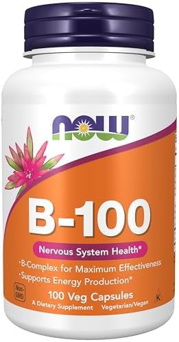 Now Foods Supplements Vitamin B100 Energy Production Nervous System Health 100 Veg Capsules