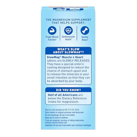 Slow-Mag Slowmag Muscle & Heart Magnesium Chloride Supplement With Calcium 60 Count Supports Muscle Relaxation Heart Nerve & Bone Health High Absorption