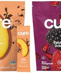 Cure Hydration Plantbased Electrolyte Drink Mix Energy & Dehydration Bundle No Sugar Coconut Water 100Mg Caffeine Nongmo Vegan 14Pack Each: Peach Tea & Berry Pomegranate