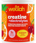 Wellah Creatine Electrolytes Powder (Fruit Punch) 30 Servings - Hydration Drink Mix With 3G Of Creatine Monohydrate