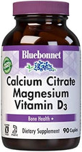 Bluebonnet Nutrition Calcium Citrate Magnesium Plus Vitamin D3 Caplets Bone Health & Muscle Relaxation Non Gmo Gluten Soy & Milk Kosher White 90 Count