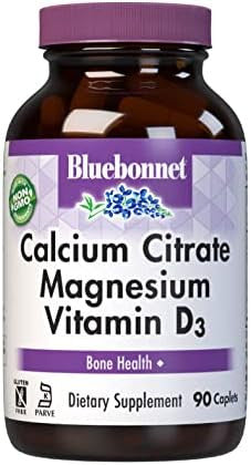 Bluebonnet Nutrition Calcium Citrate Magnesium Plus Vitamin D3 Caplets Bone Health & Muscle Relaxation Non Gmo Gluten Soy & Milk Kosher White 90 Count