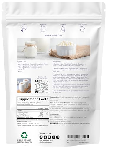 Micro Ingredients Organic Inulin Fiber Powder 2Lb Natural Prebiotic To Support Digestive & Gut Health Soluble Easily Digestible Unflavored Vegan