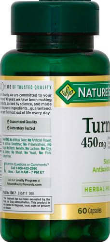 Nature's Bounty Turmeric Capsules Antioxident Health 450 Mg 60 Ct