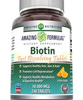 Amazing Formulas Biotin Supplement 10000 Mcg (Non-Gmo, Gluten Free) - Supports Healthy Hair, Skin & Nails - Promotes Cell Rejuvenation (Fast Dissolve Tablets, 240 Count (Citrus))