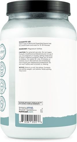 Nutricost Essentials Pure Epsom Salt 8 Lbs (100% Pure Magnesium Sulfate) Relaxing Soaking Solution