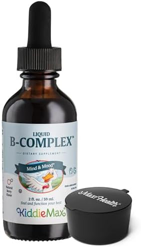Maxi Health Raspberry Liquid Vitamin B Complex Supplement With Vitamin B12 Sublingual B Drops With B1 B2 B3 B5 B6 Biotin Folic Acid For Energy & Brain Function 2 Fl. Oz Black Pillbox