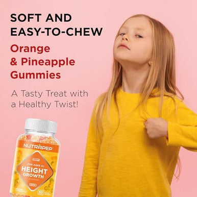 Teens Height Growth Supplement Gummies - Kids Grow Taller Natural Height Increaser Multivitamin - With Calcium Vitamin D3 K2 Zinc L-Arginine L-Glutamine L-Ornithine For Boys Girls