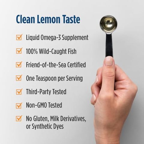 Nordic Naturals Omega-3D Lemon Flavor - 8 Oz - 1560 Mg Omega-3 1000 Iu Vitamin D3 - Fish Oil - Epa & Dha - Immune Support Brain & Heart Health Healthy Bones - Non-Gmo 48 Servings