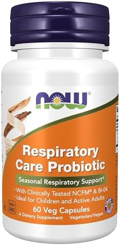Now Foods Supplements Respiratory Care Probiotic With Clinically Tested Ncfm & Bi04 60 Veg Capsules