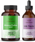 Herbamama Mimosa Pudica And Milk Thistle Kit - Bundle Of 1000 Mg Mimosa Pudica Capsules & Milk Thistle Tincture 4 Fl Oz - Vegan Non-Gmo Sugar & Alcohol- - 2 Pack