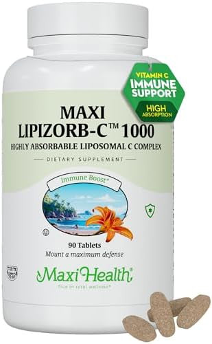 Maxi Health Liposomal Vitamin C 1000Mg Tablets With Digestive Blend Highly Absorbable High Dose Vitaminc Non Gmo Kosher Vegetarian Doctorformulated Immune Support Supplement (90 Count)