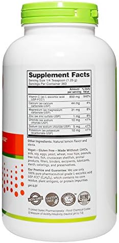 Nutribiotic - Lemon Electro-C Vitamin C & Electrolyte Powder 16 Oz 850 Mg Vitamin C Per Serving Effervescent Electrolyte Recharge Buffered & Highly Soluble Of Calories Gluten & Non-Gmo