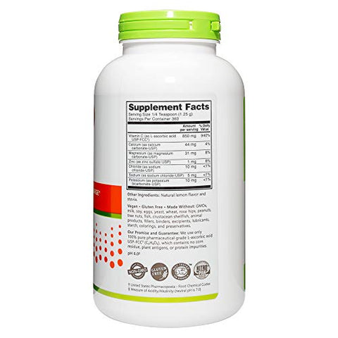NutriBiotic Lemon ElectroC Vitamin C and Electrolyte Powder 850 Mg Vitamin C Per Serving Effervescent Electrolyte Recharge Buffered and Highly Soluble of Calories Gluten and NonGMO 16 OZ