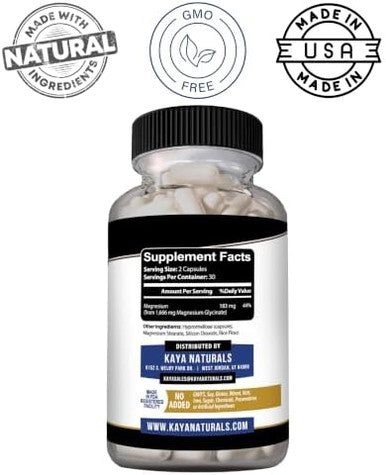Kaya Naturals Cramp A Way Magnesium Glycinate Daily Supplement Formula