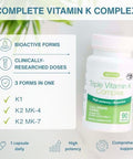 Igennus Full Spectrum Vitamin K Complex K1 and K2 (MK4 and MK7) 90 Capsules All Trans Bioactive Form for Superior Bone and Cardiovascular Support 1aDay Clean Label Vegan
