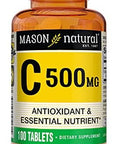 Mason Natural Vitamin C 500 Mg Immune Support & Antioxidant Supplement Promotes Collagen Production & Cell Protection 100 Tablets