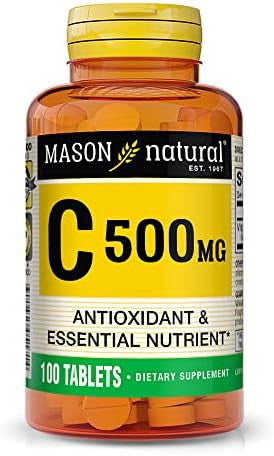 Mason Natural Vitamin C 500 Mg Immune Support & Antioxidant Supplement Promotes Collagen Production & Cell Protection 100 Tablets